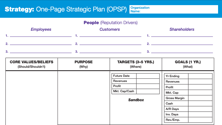  - What’s the Scaling Up One Page Strategic Plan?
